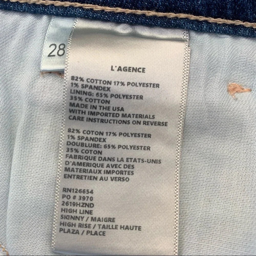 La’gence High Line hi rise skinny medium wash distressed chewed hem women sz 28 - Picture 9 of 10